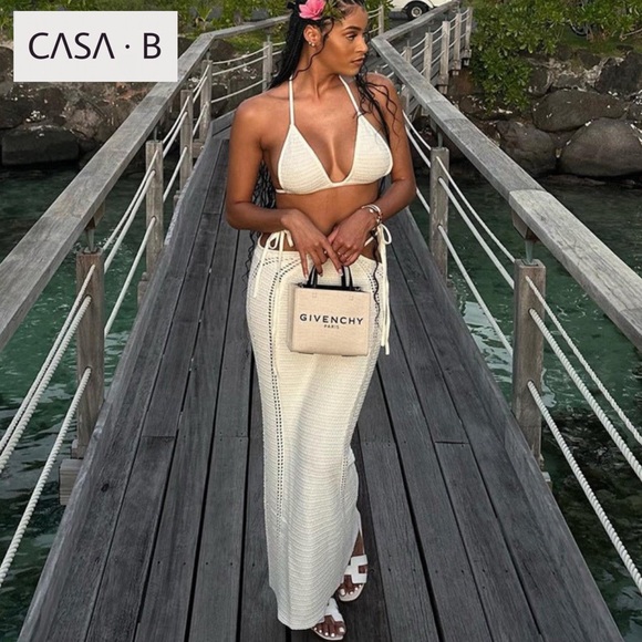 NEW to CASA B💫| The Maldives Crochet Knit Maxi Skirt & Triangle Top Ivory Set - Picture 7 of 7
